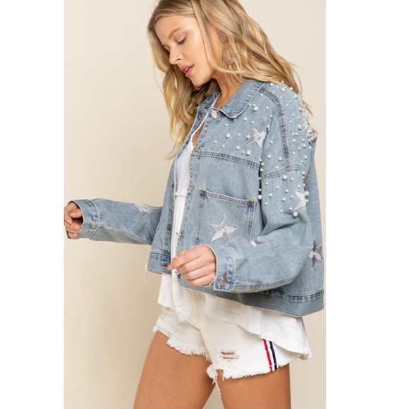 POL Distressed and Embellished Jean Jacket - Picture 6 of 12